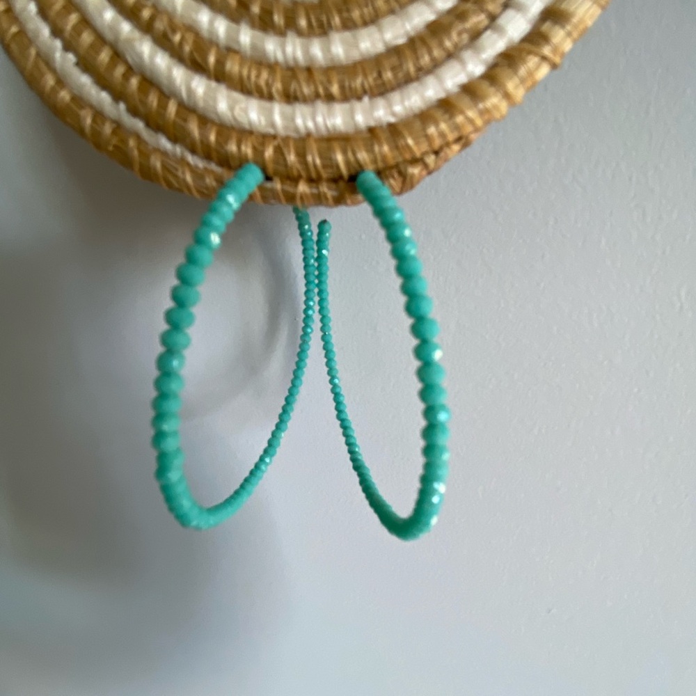 Lulu's Turquoise Beaded Hoop Earrings